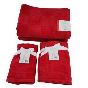 Caro Home 6pc Soft Touch Red Cotton Towel Set 2 Bath‎ 2 Hand 2 Tip Quick Drying
